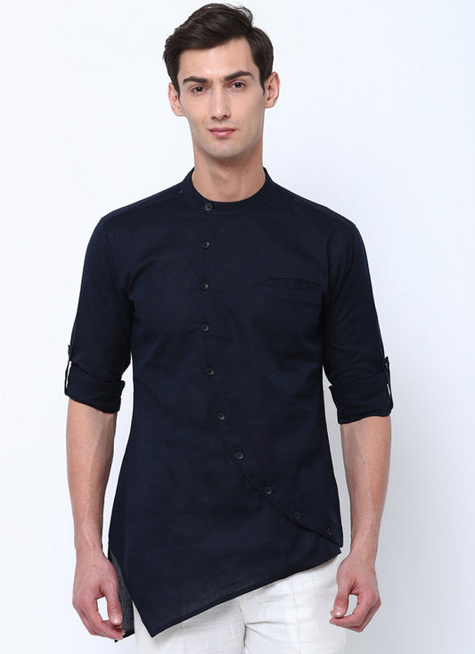 Plain Cotton Black Kurta - M1455