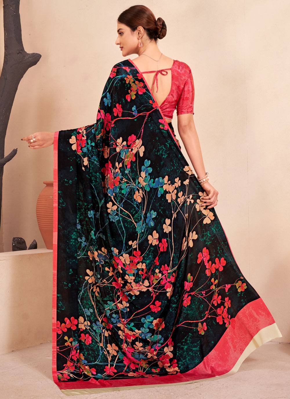 Classic Digital Print Crepe Silk Saree - S7514