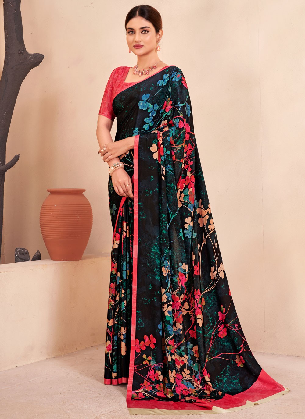 Classic Digital Print Crepe Silk Saree - S7514