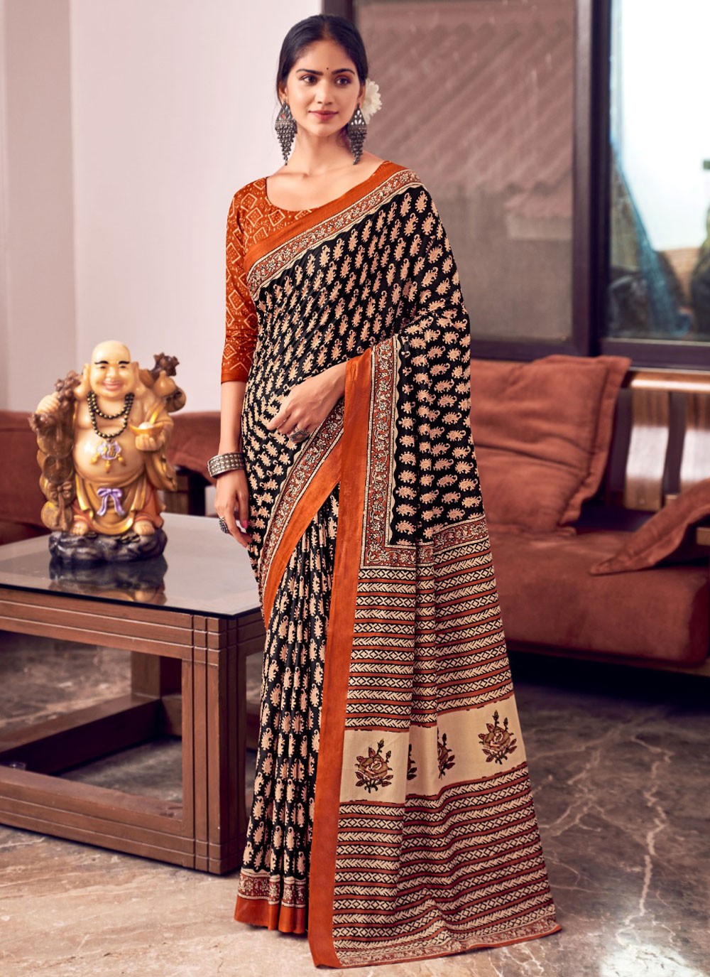 Printed Cotton Saree - S11696