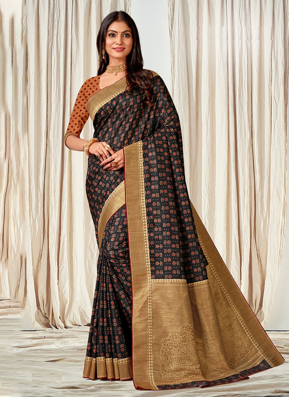 Classic Digital Print Tussar Silk Saree - S4545