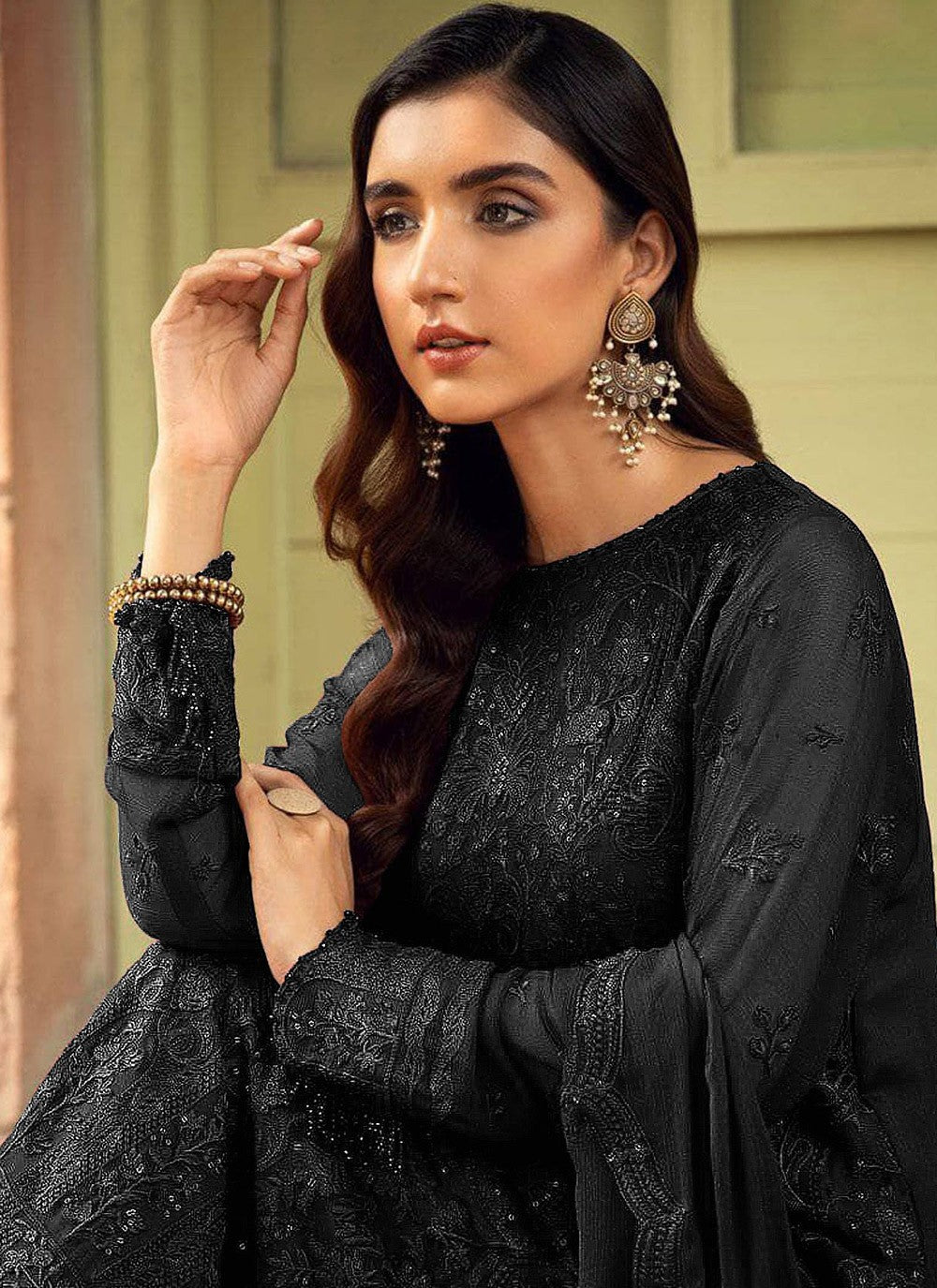 Faux Georgette Straight Suit - T919