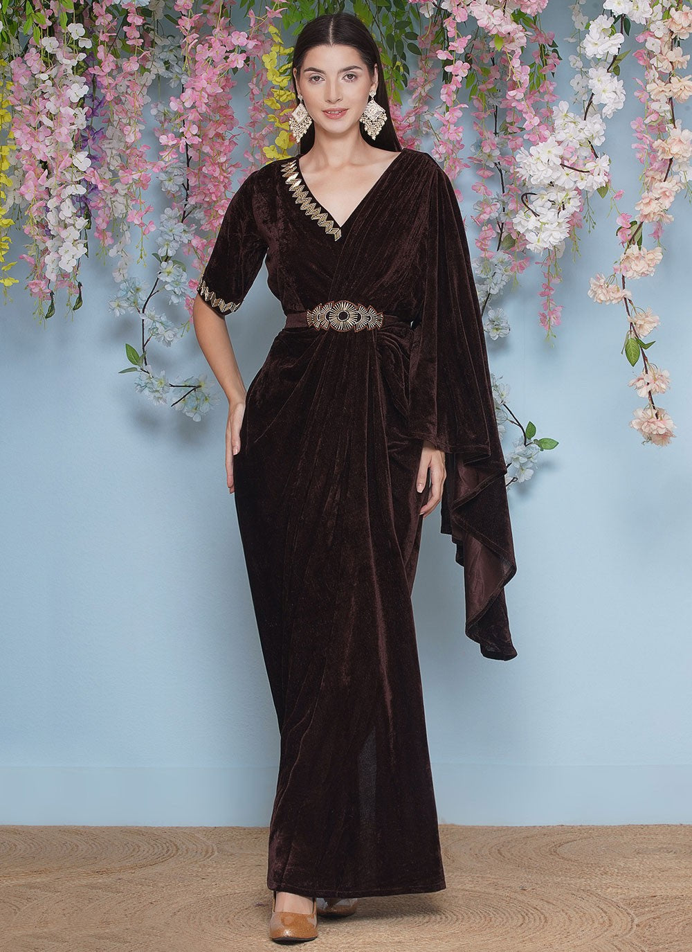 Embroidered Silk Gown - G1840