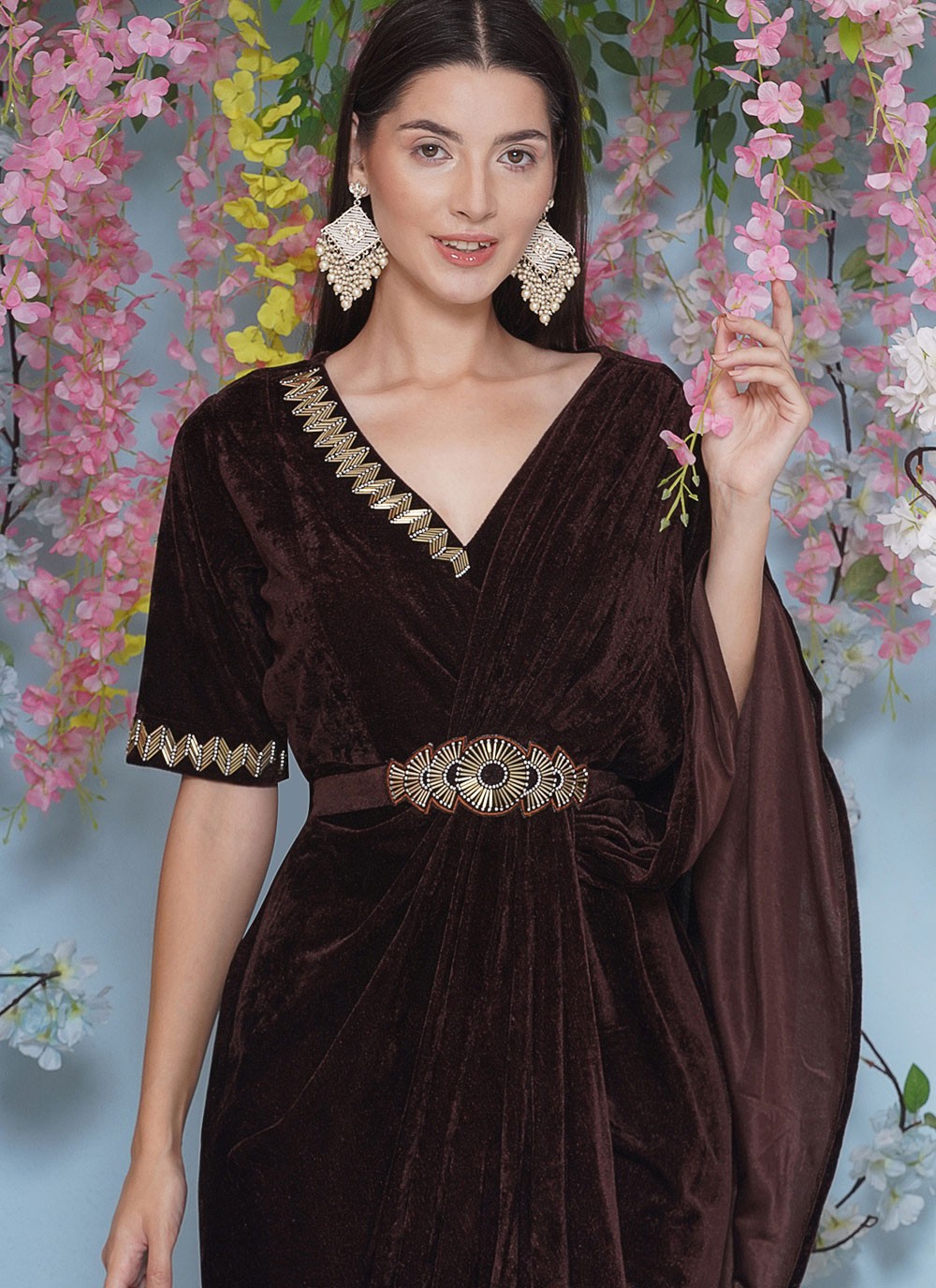 Embroidered Silk Gown - G1840