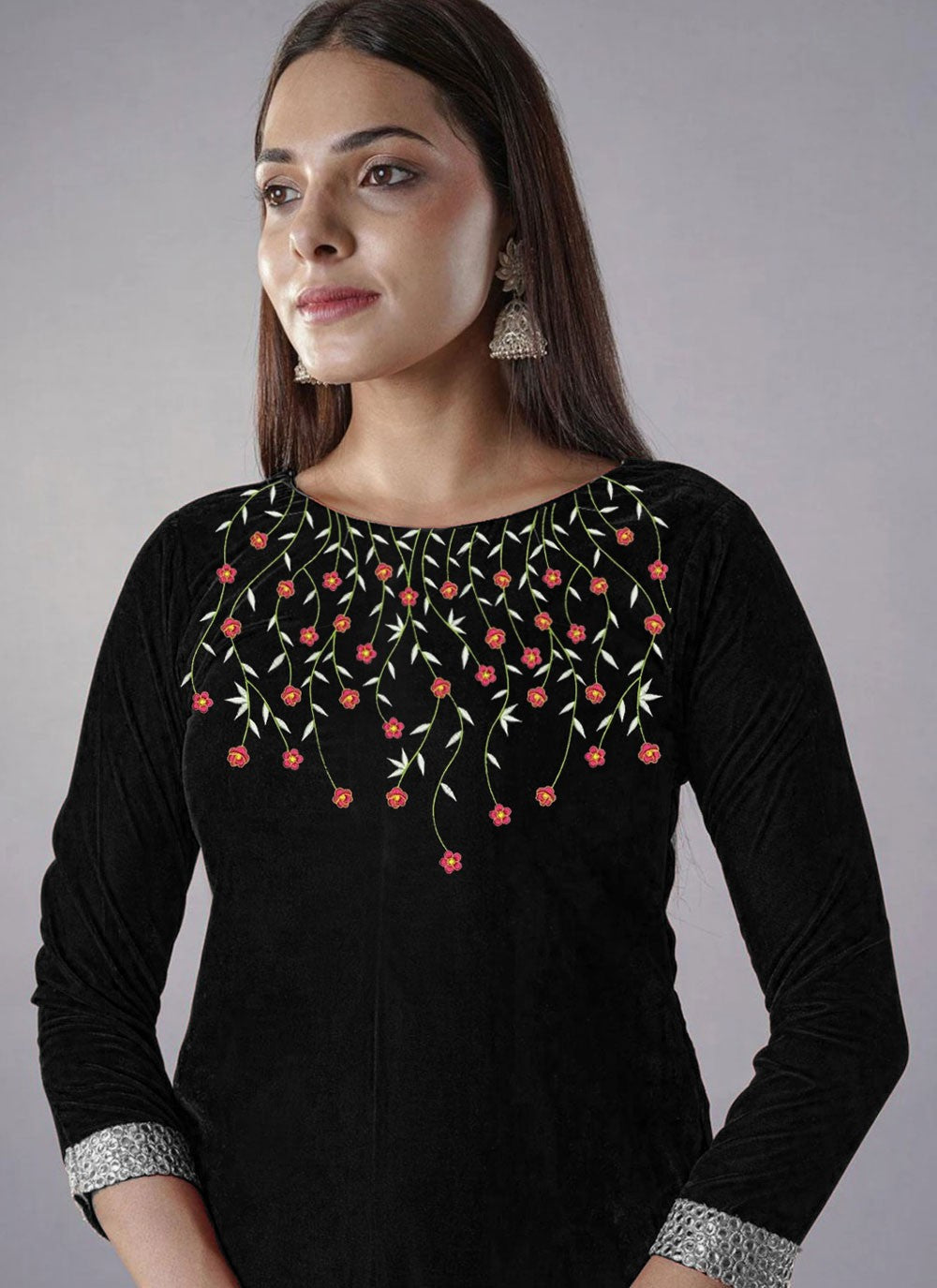 Embroidered Velvet Salwar Suit - T4630