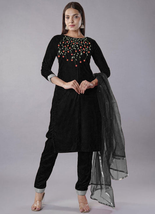 Embroidered Velvet Salwar Suit - T4630