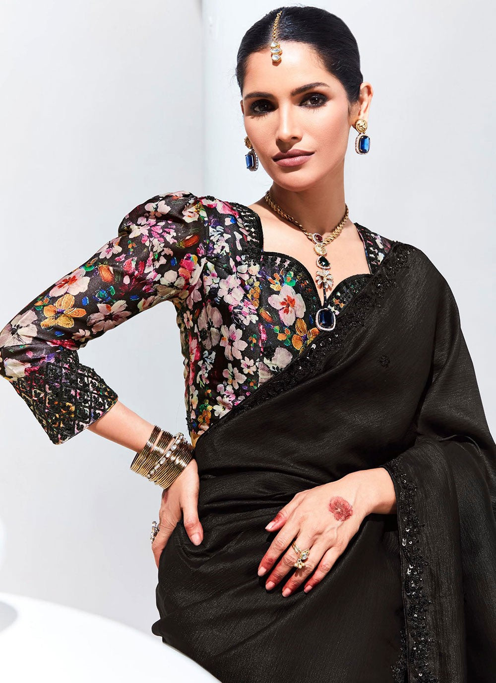 Classic Embroidered Organza Saree - S7248