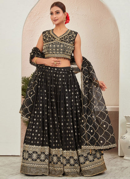 Embroidered Pure Dola Lehenga - L3088