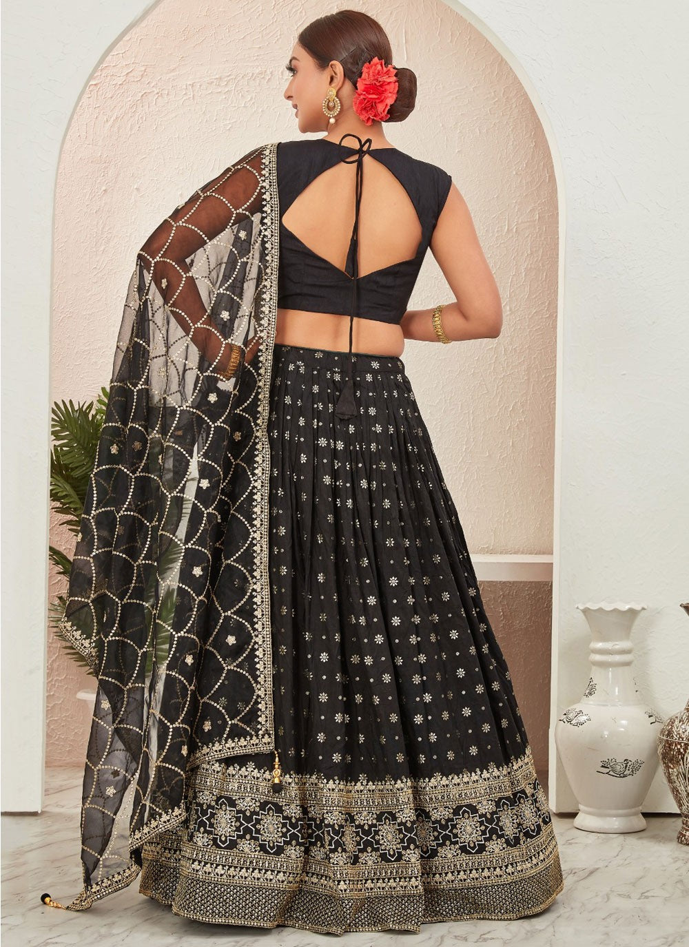 Embroidered Pure Dola Lehenga - L3088