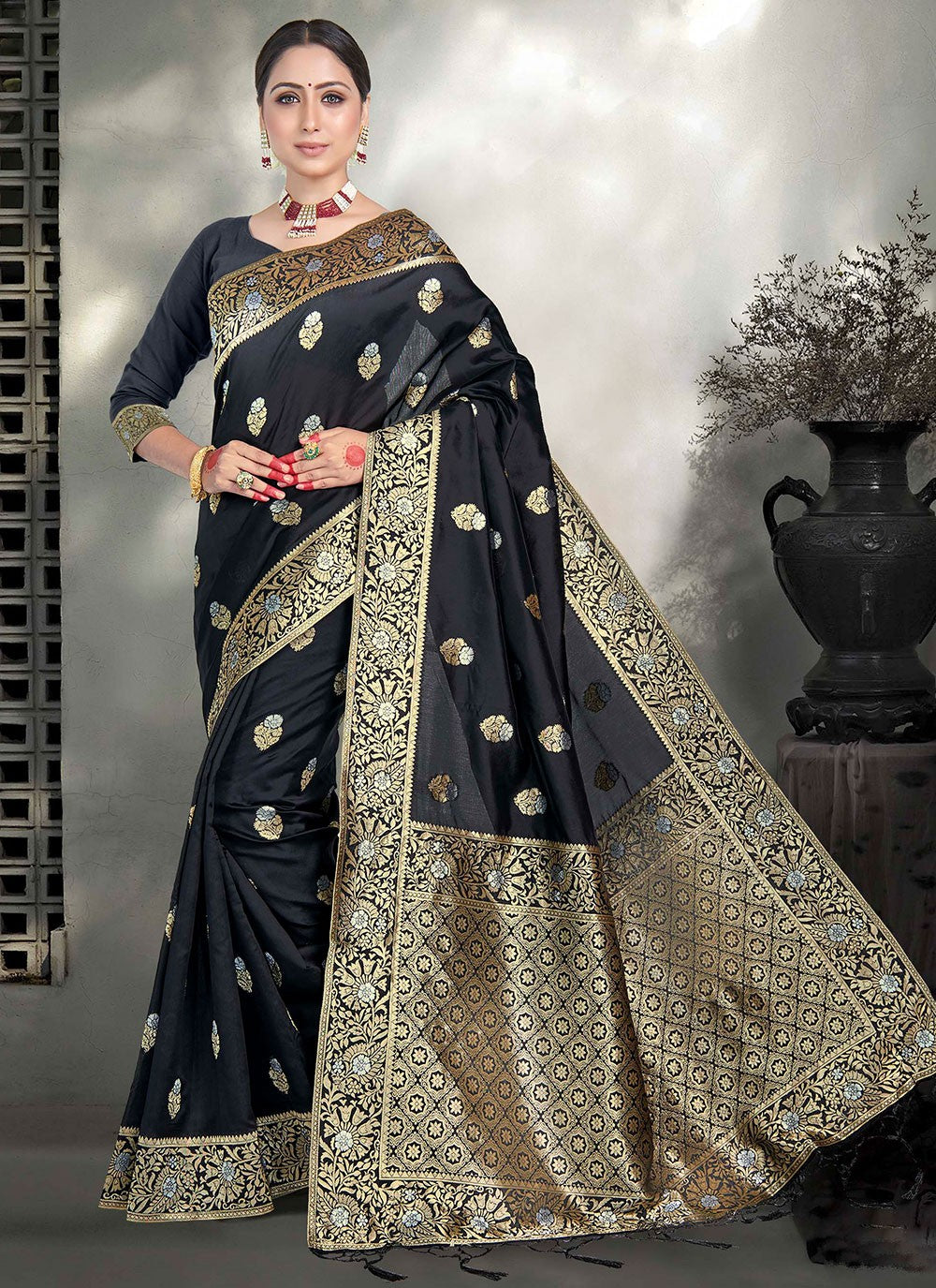 Saree Weaving Zari Art Silk, Kanjivaram Silk Saree - S2579