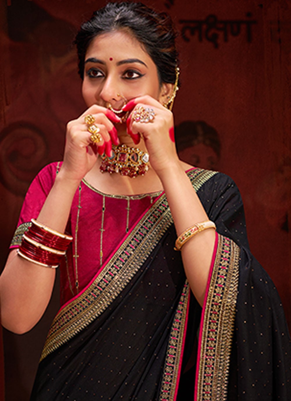 Classic Sequins Vichitra Silk Saree - S5995