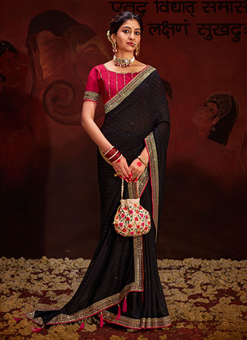 Classic Sequins Vichitra Silk Saree - S5995