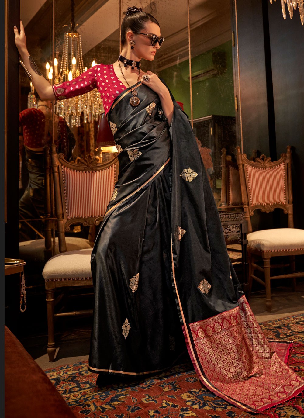Traditional Weaving Zari Satin Saree - S7817