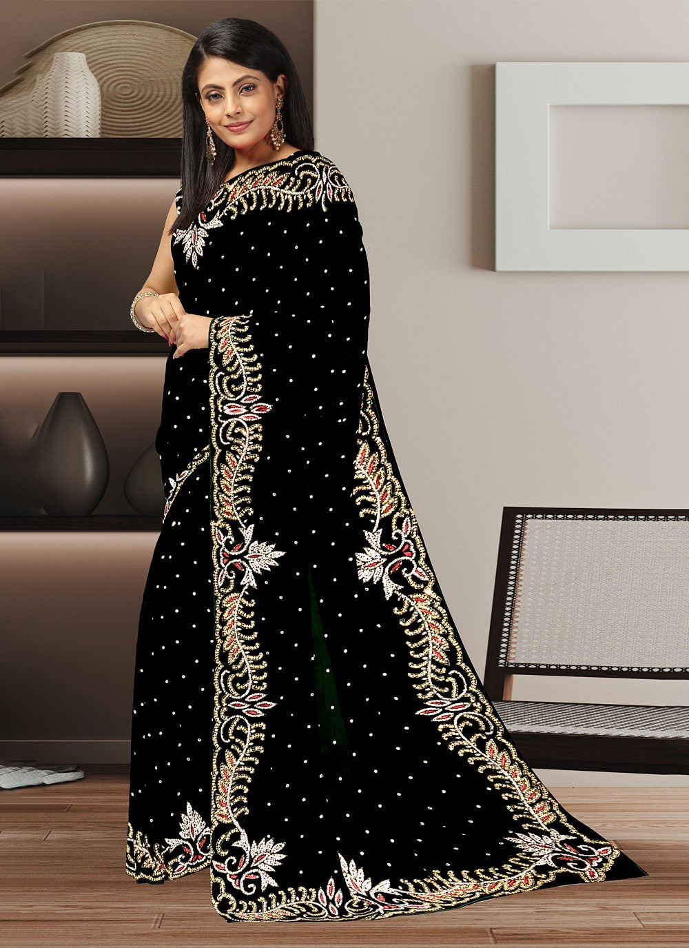 Classic Hand Embroidery Kanjivaram Silk Saree - S4109