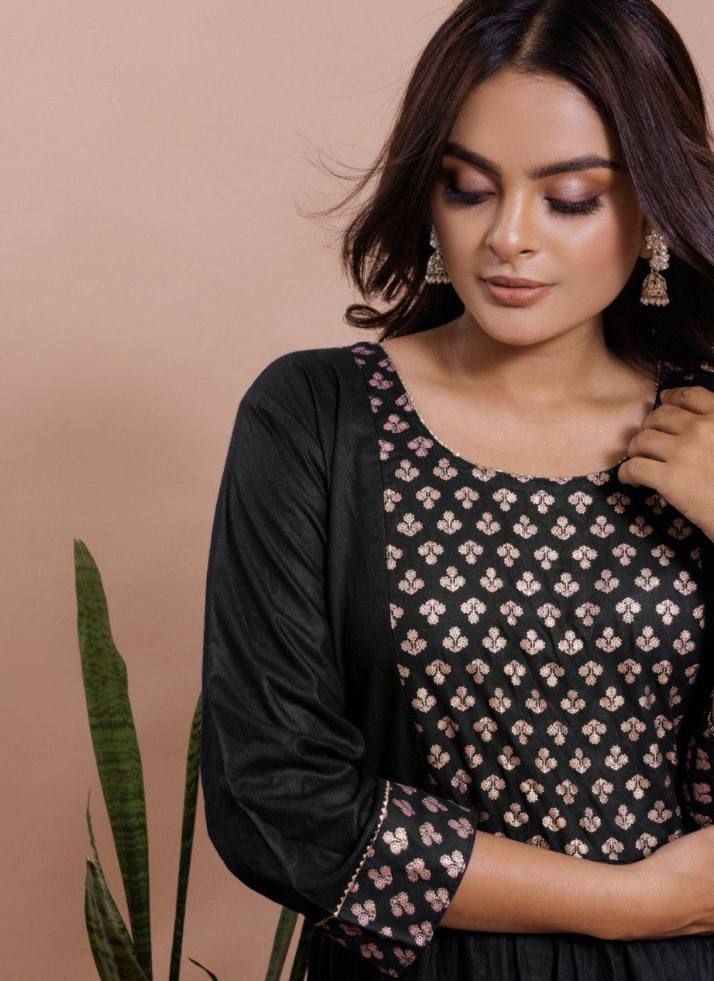 Jacquard Work Cotton , Rayon Gown - G1827