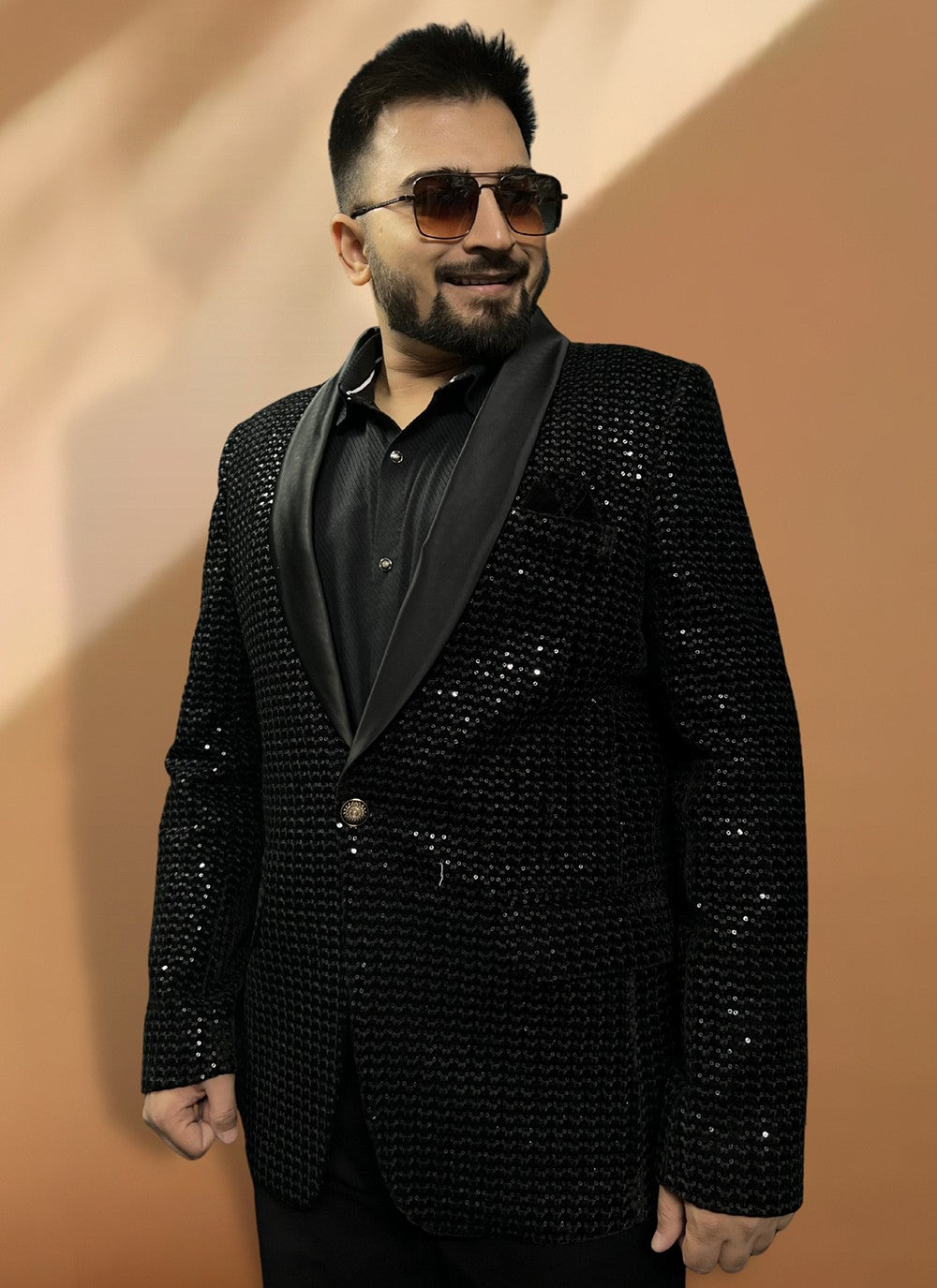 Sequins Velvet Black Coats & Blazers - M5565
