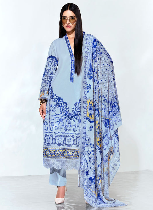 Digital Print Linen Black Pant Style Suit T6114