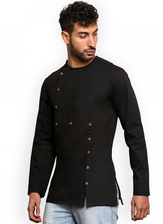Plain Cotton Black Kurta - M1452