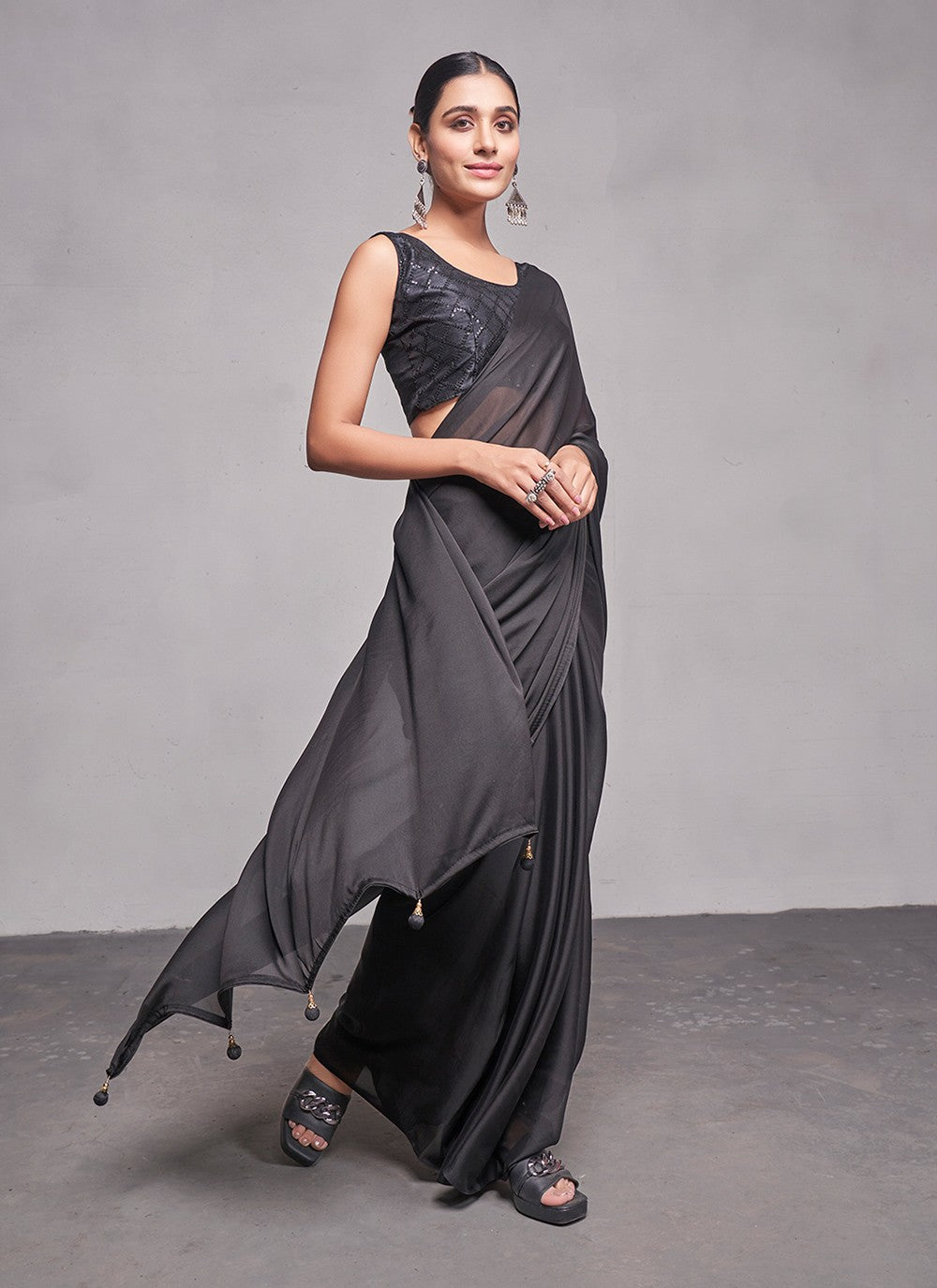 Classic Plain Rangoli Saree - S4784