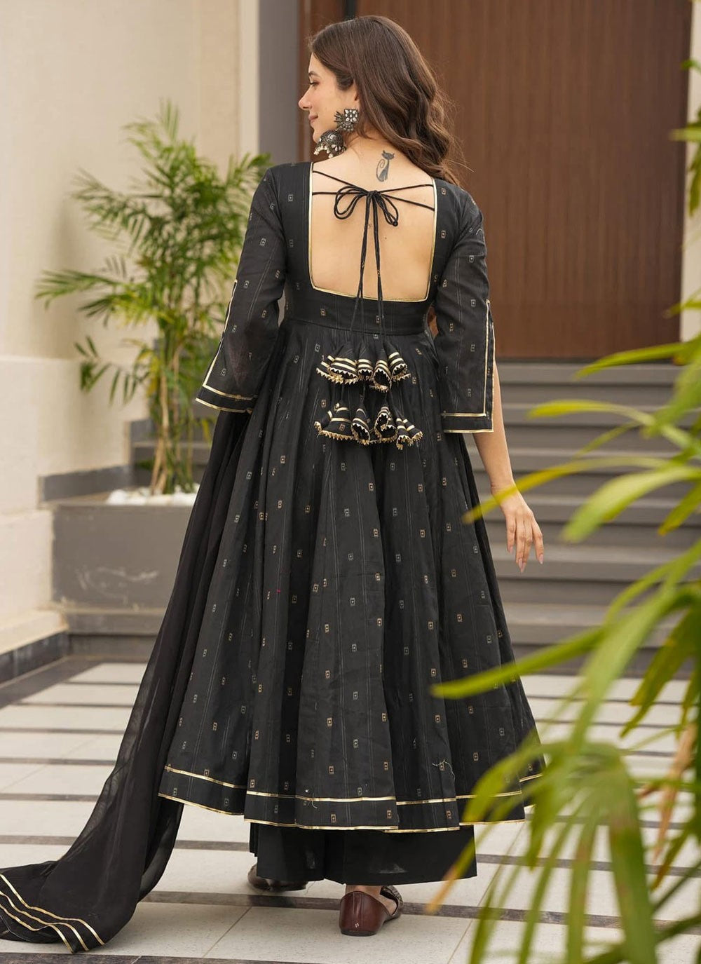 Salwar Suit Printed Black Muslin T5400
