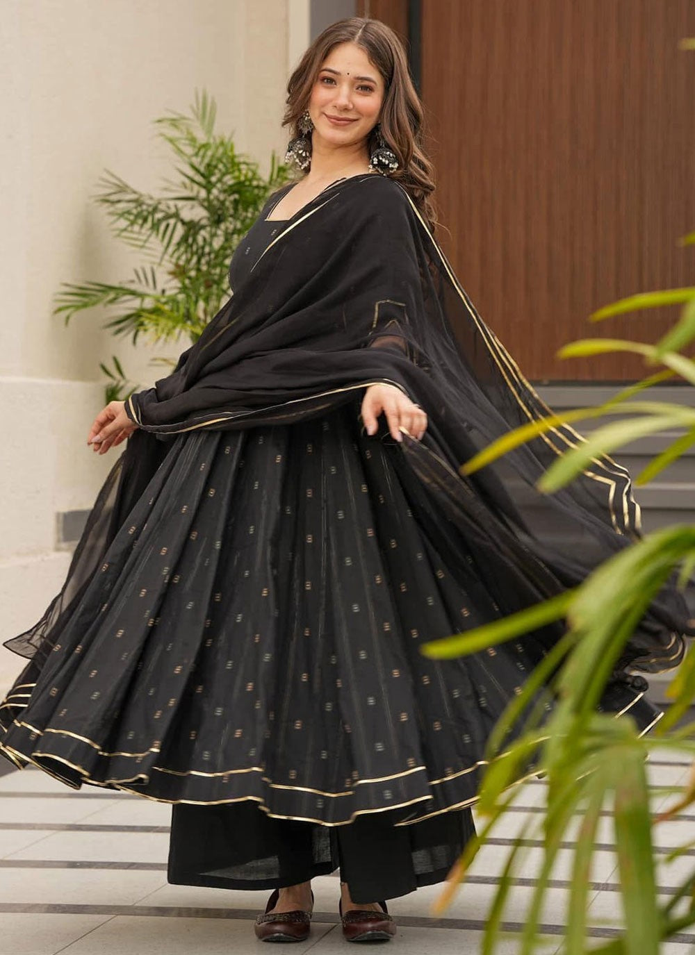 Salwar Suit Printed Black Muslin T5400