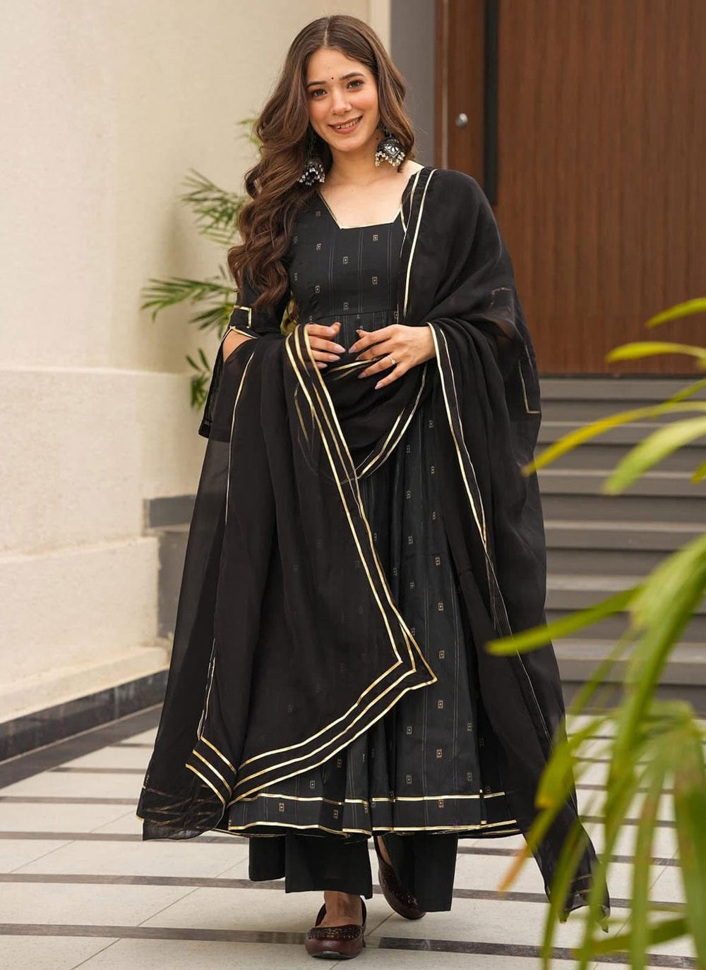 Salwar Suit Printed Black Muslin T5400