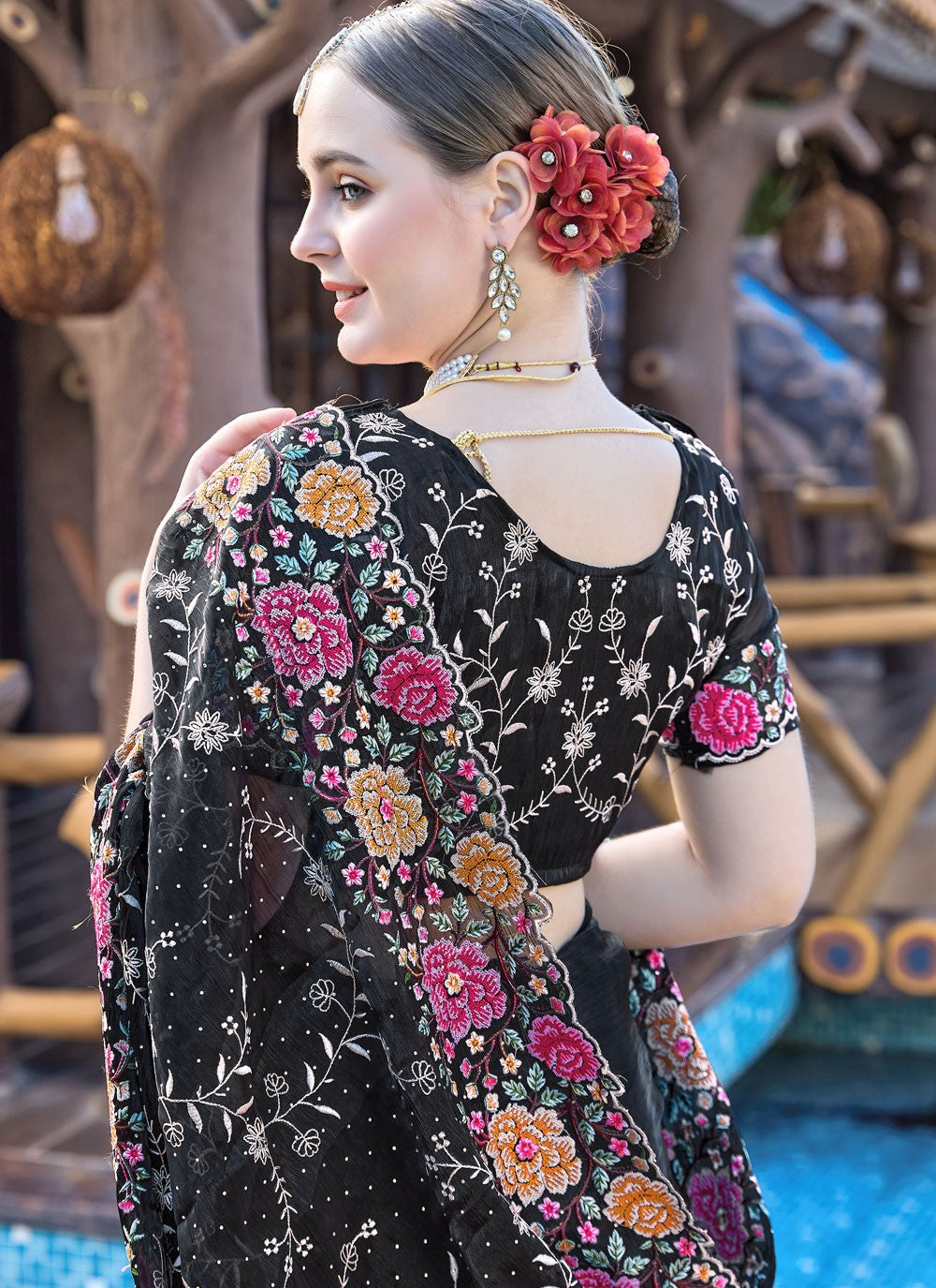 Classic Embroidered Jimmy Chu Saree - S9427