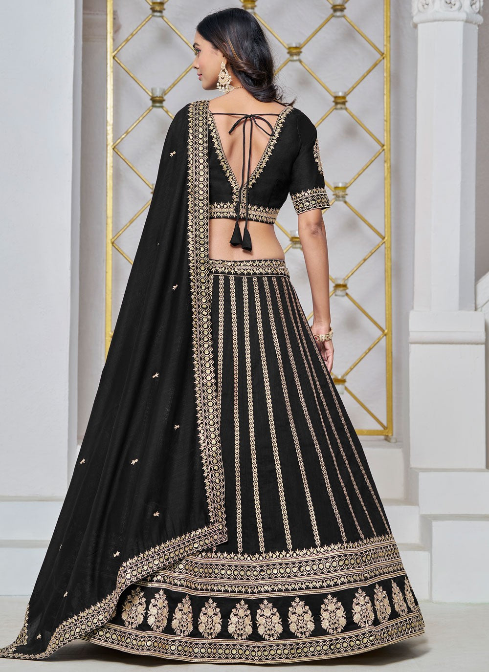 Embroidered Art Silk A - Line Lehenga - L2715