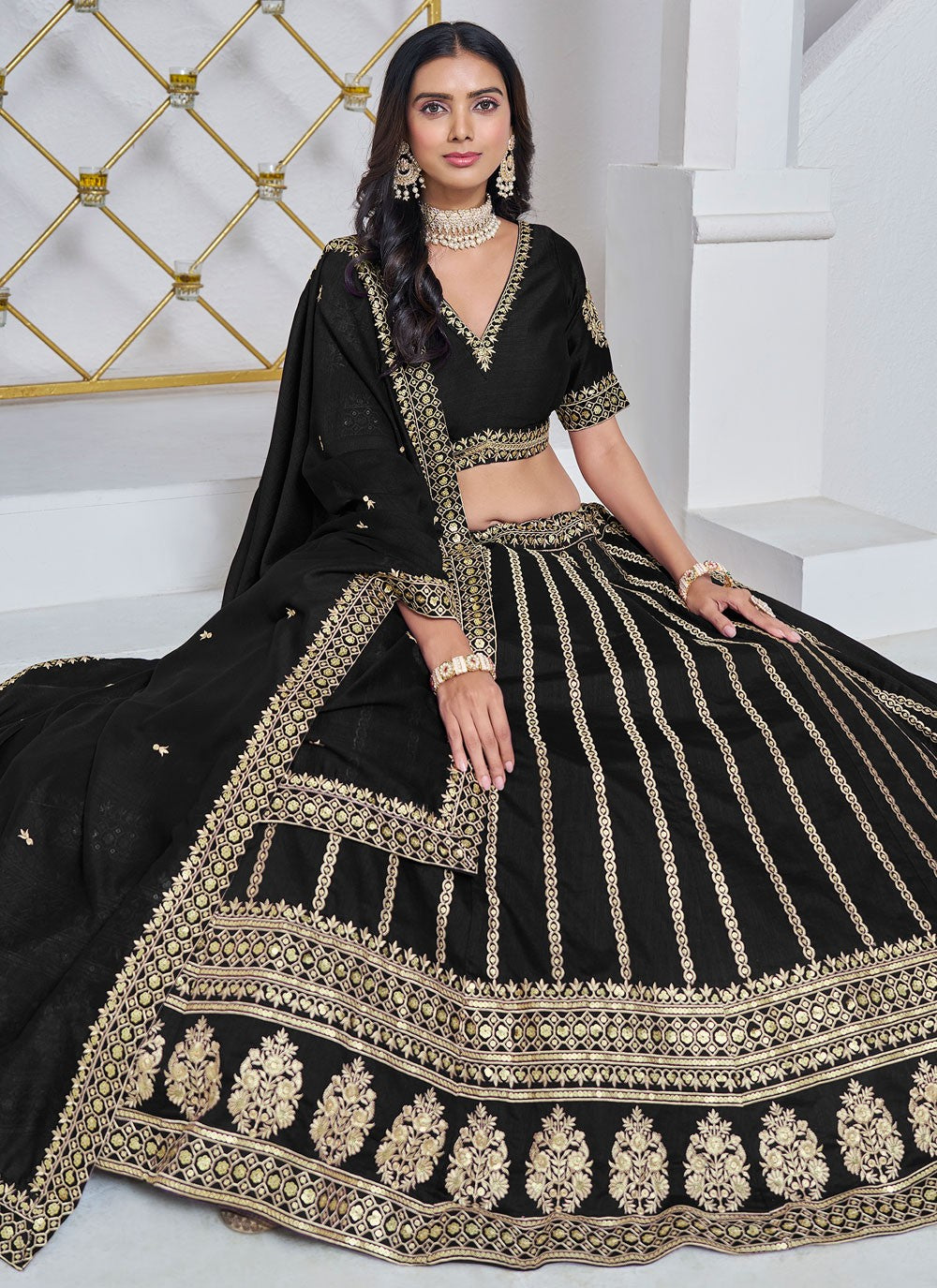 Embroidered Art Silk A - Line Lehenga - L2715
