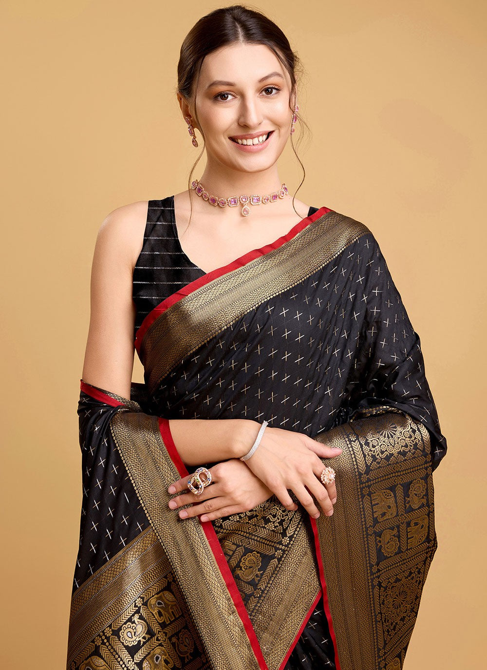 Contemporary Jacquard Work Silk Saree - S5601