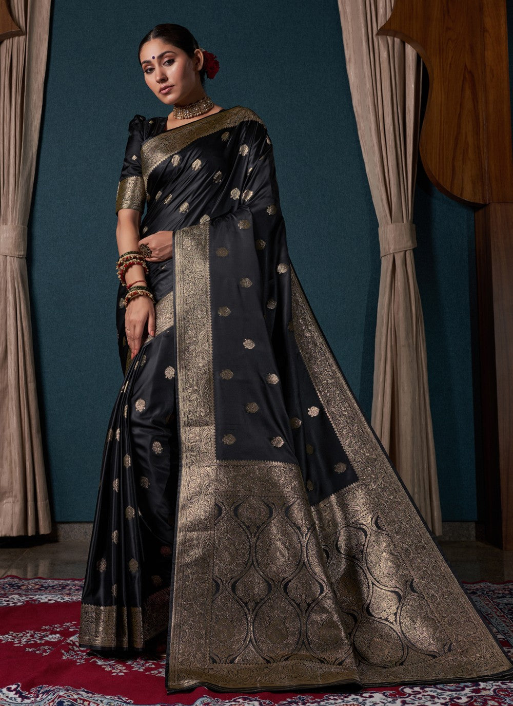 Classic Designer Satin Silk Saree - S3845