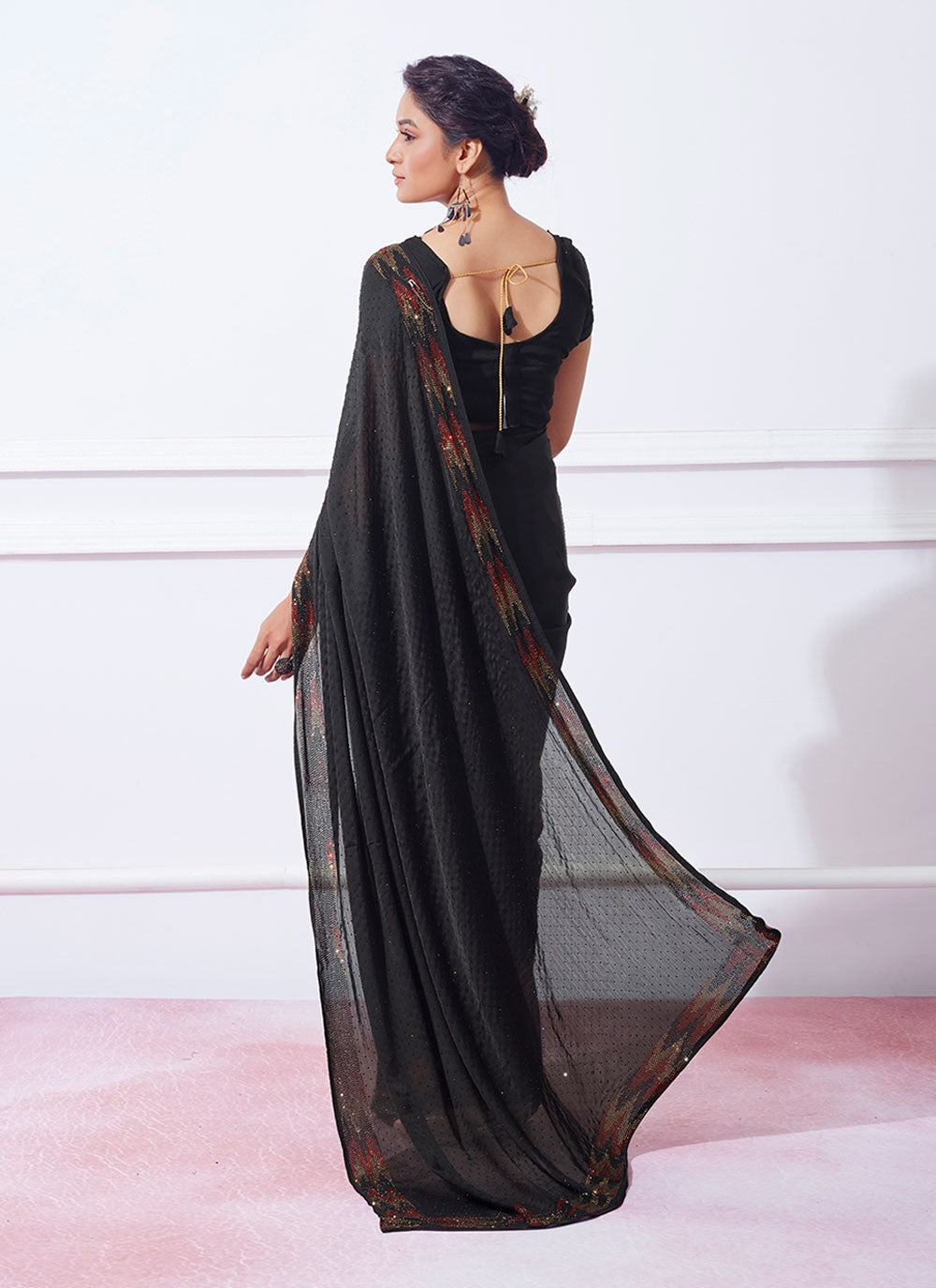 Trendy Swarovski Silk Saree - S4811
