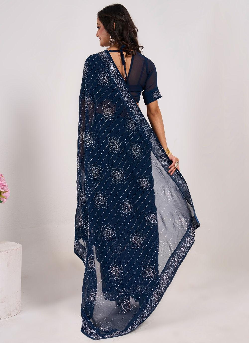 Trendy Saree Mirror Black Georgette Saree S13062