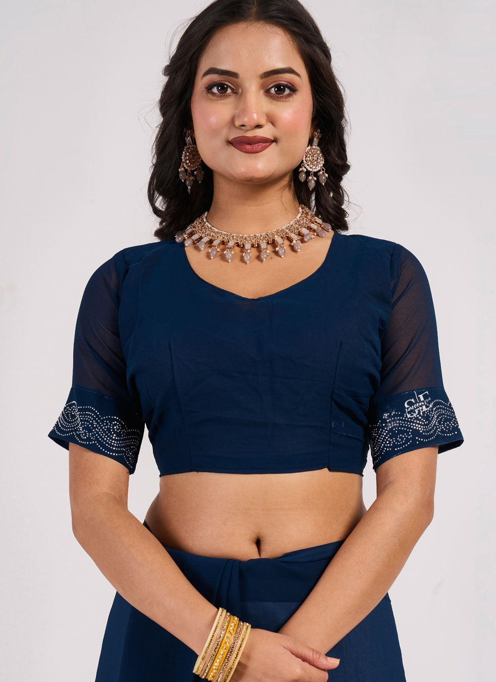Trendy Saree Mirror Black Georgette Saree S13062