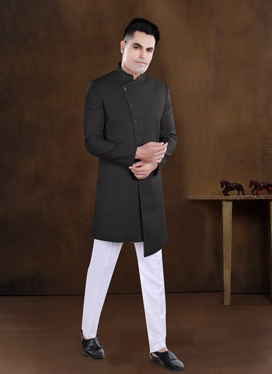 Embroidered Imported Black Indo Western - M8225