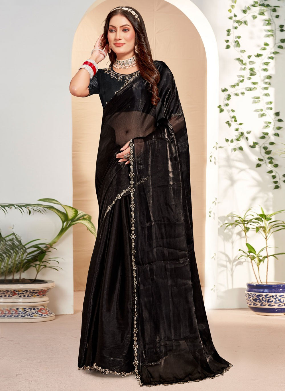 Classic Border Work Silk Saree - S7658