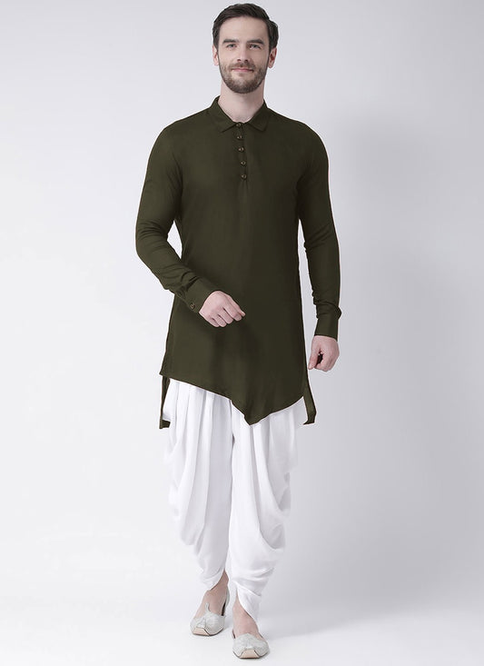 Plain Blended Cotton Green Kurta - M4553