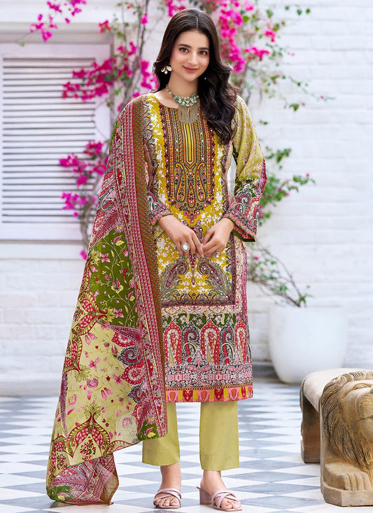Pant Style Suit Printed Green T7392