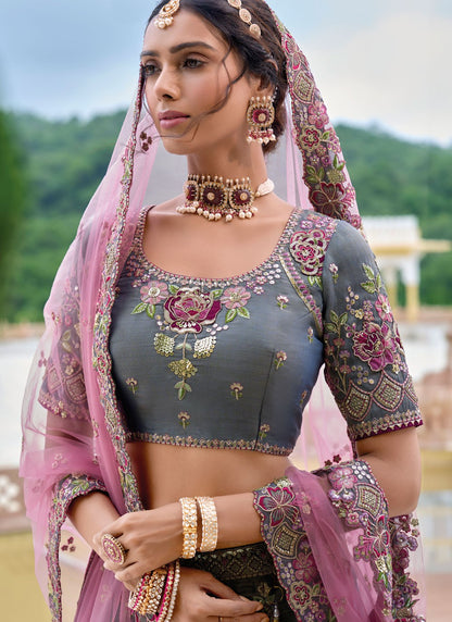 Embroidered Silk A - Line Lehenga - L2813