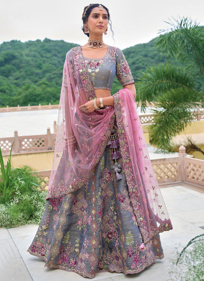 Embroidered Silk A - Line Lehenga - L2813