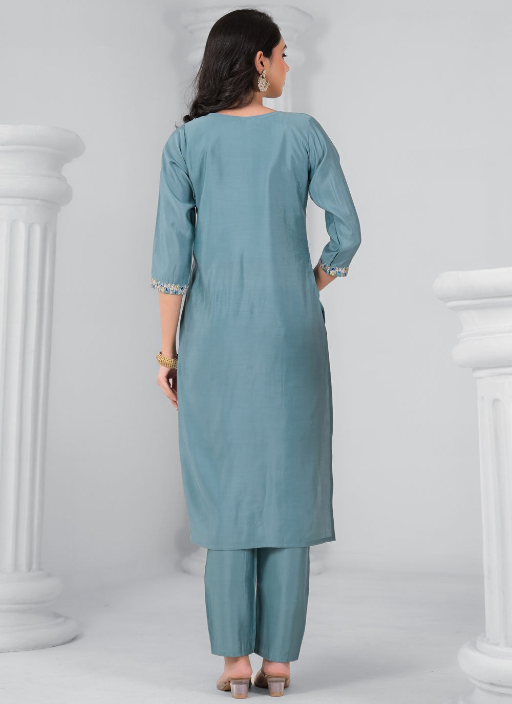 Salwar Suit Embroidered, Stones, Zari Blue T7341