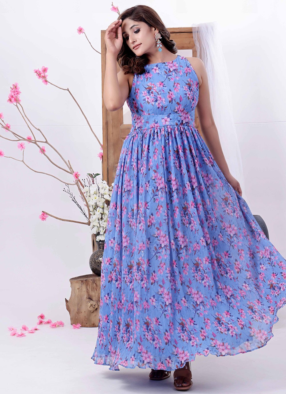 Printed Polyester Gown - G1774