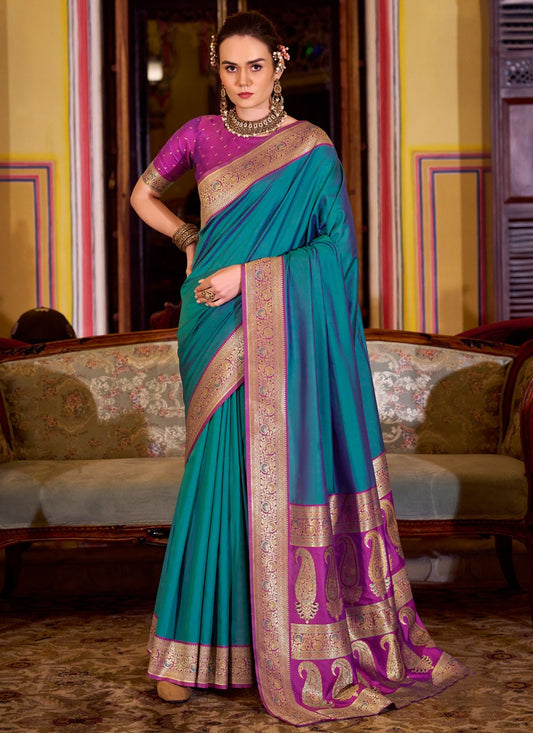 Blue Silk Trendy Saree Weaving Zari S19092