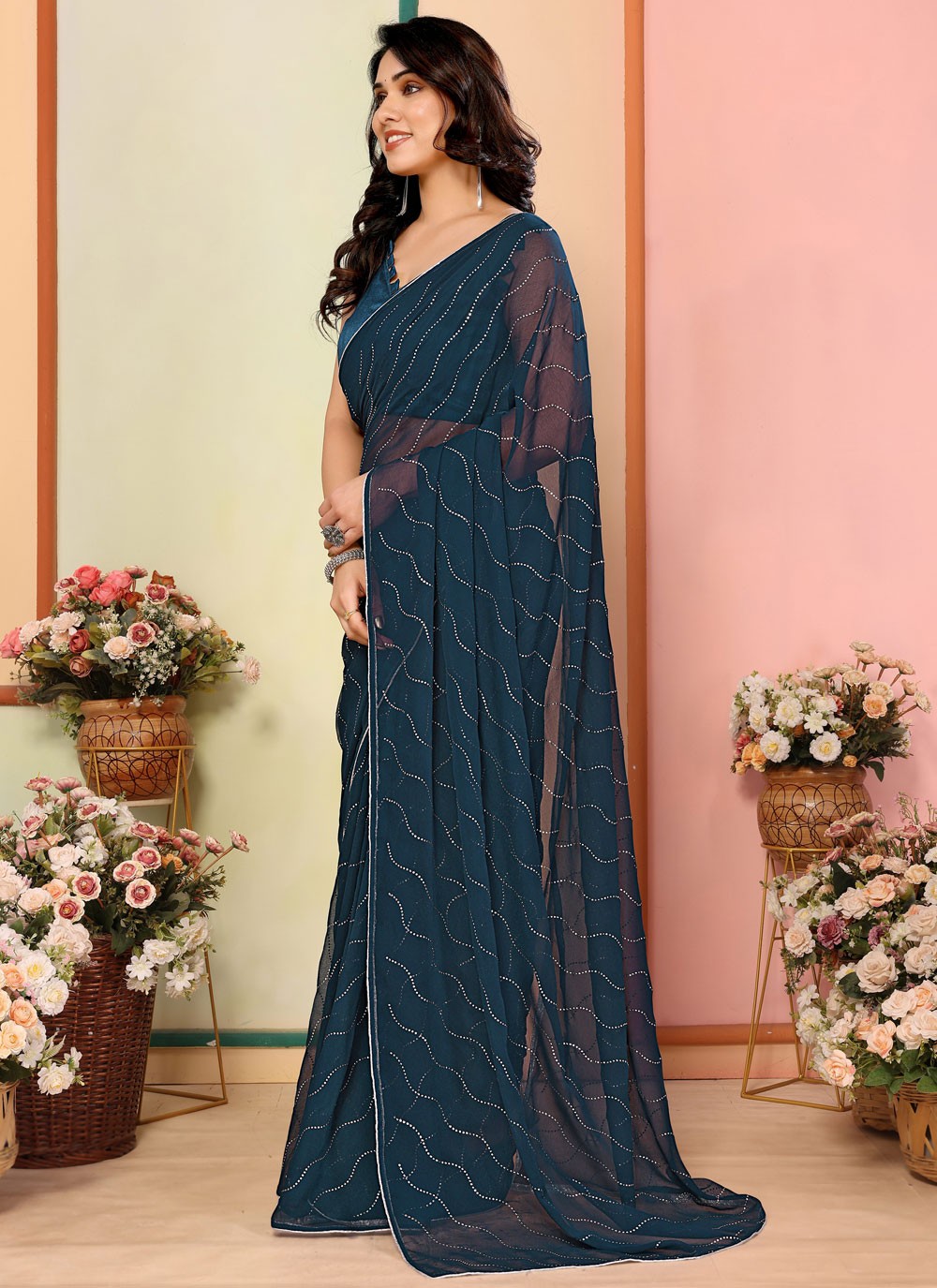 Classic Printed Georgette Saree - S9413