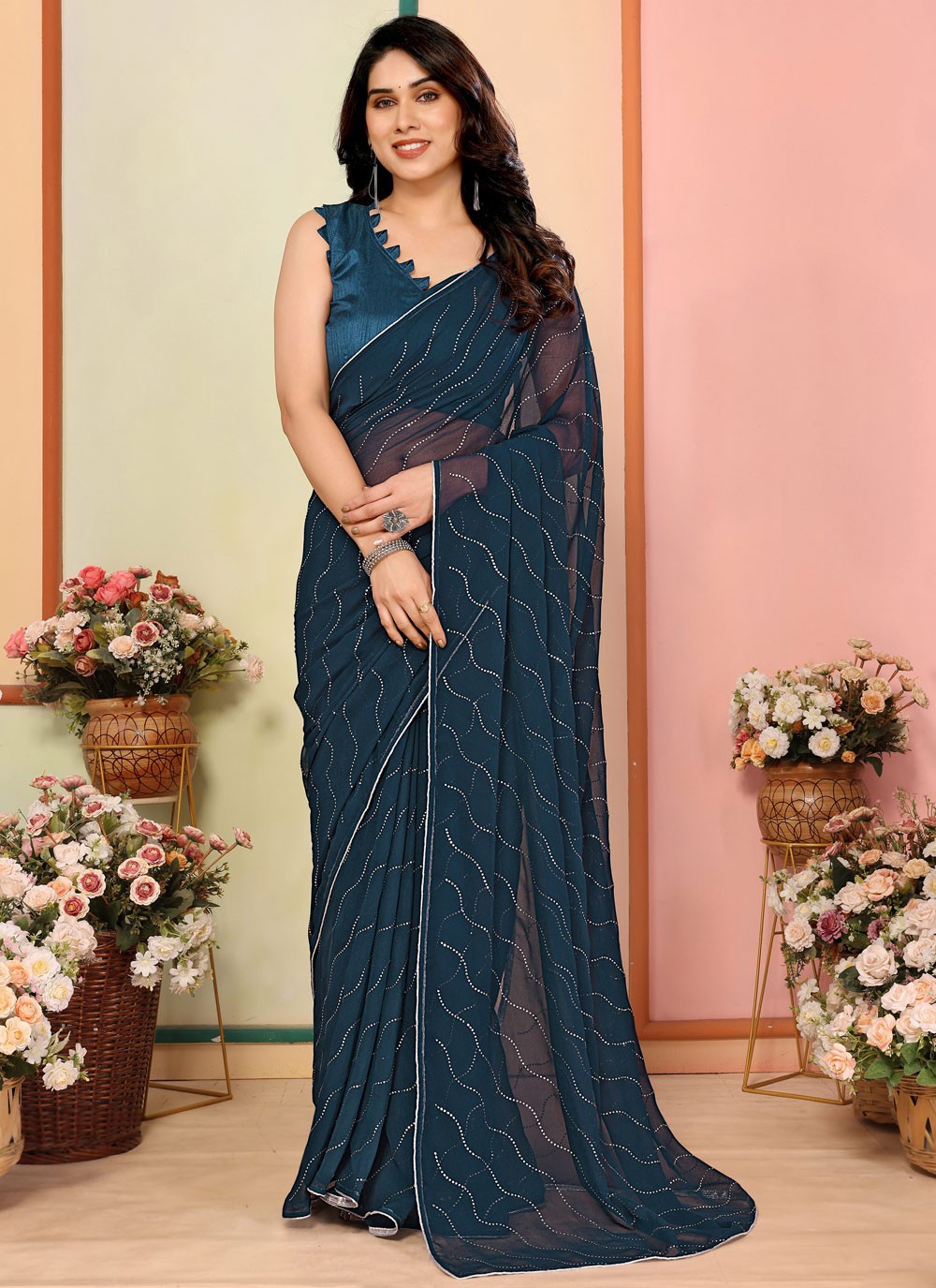 Classic Printed Georgette Saree - S9413