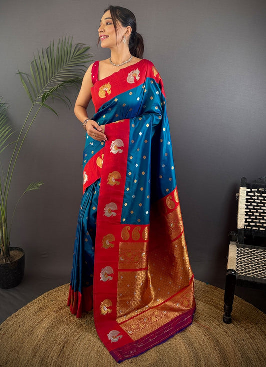 Blue Banarasi Silk Trendy Saree Weaving Zari S17673