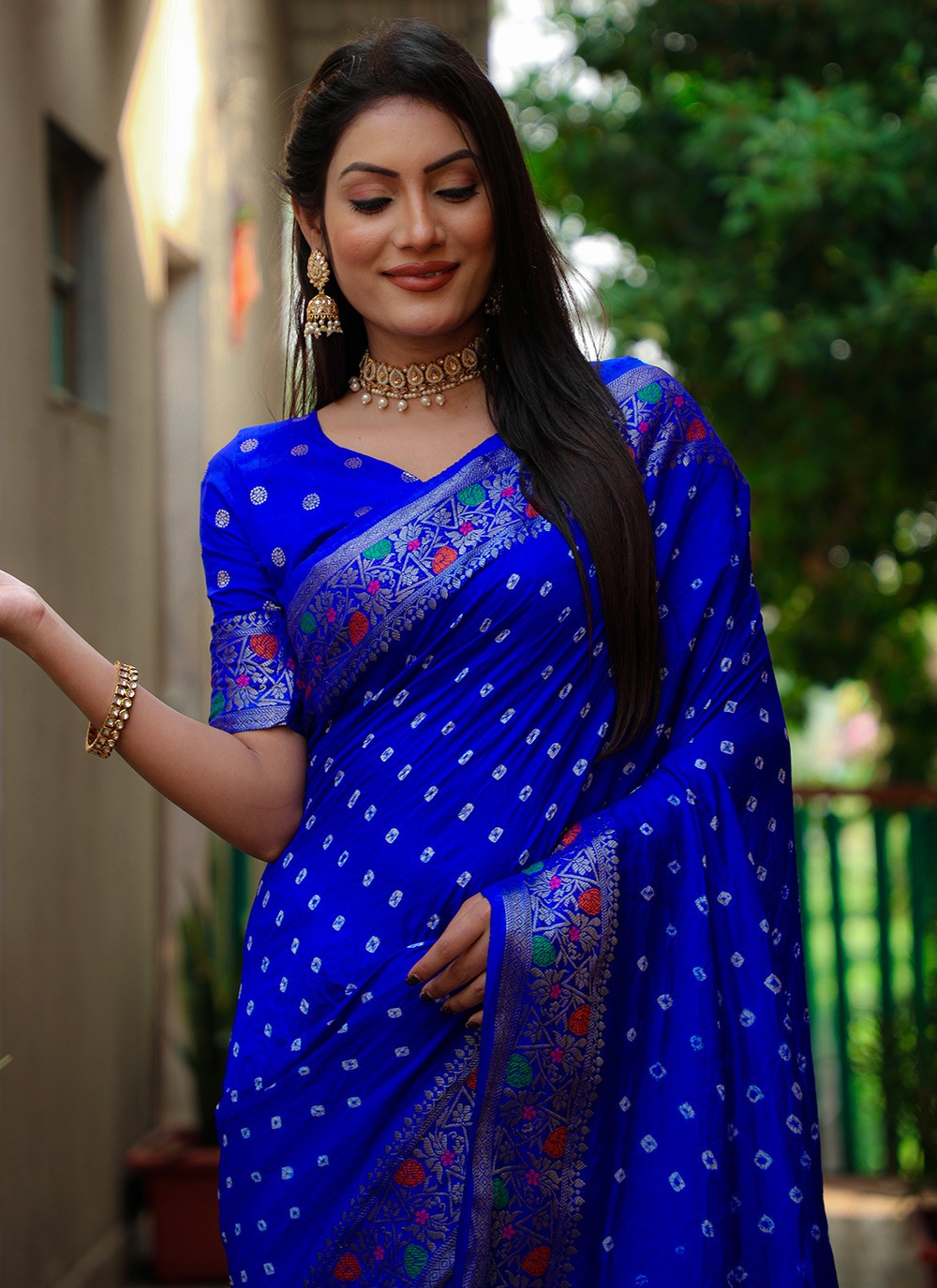 Traditional Bandhej Paithni, Silk Saree - S8842