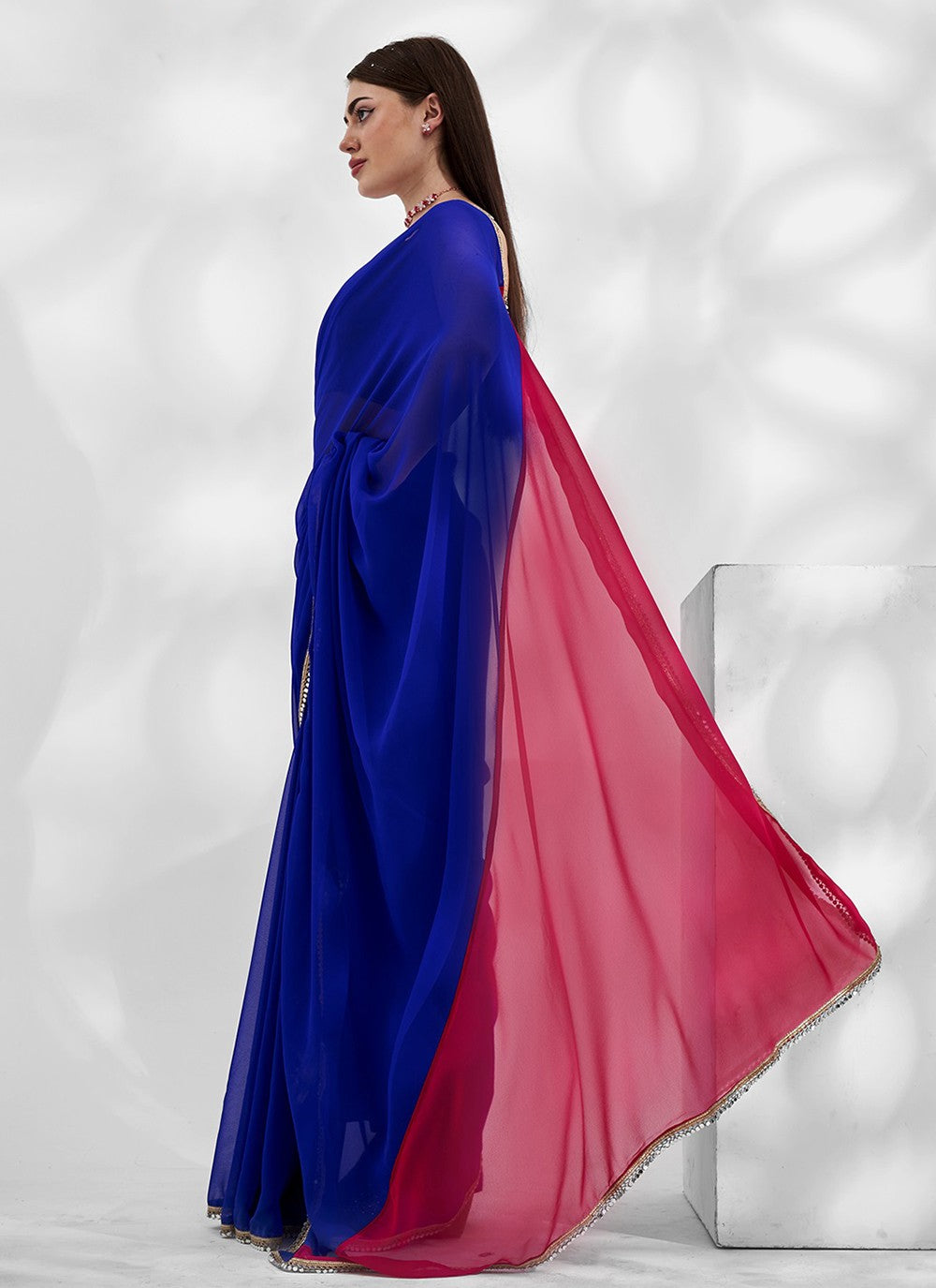 Trendy Swarovski Chiffon, Shimmer Saree - S5240