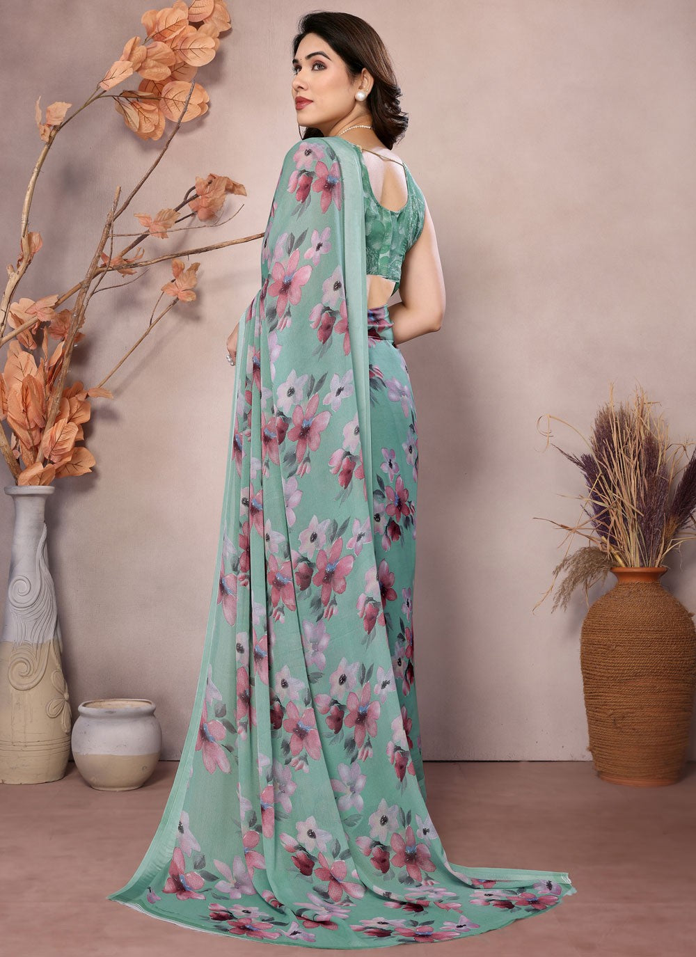 Printed Satin Saree - S12222