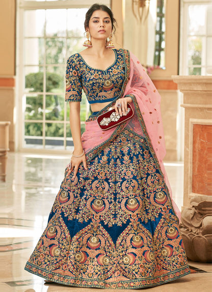 Embroidered Velvet A - Line Lehenga - L2213